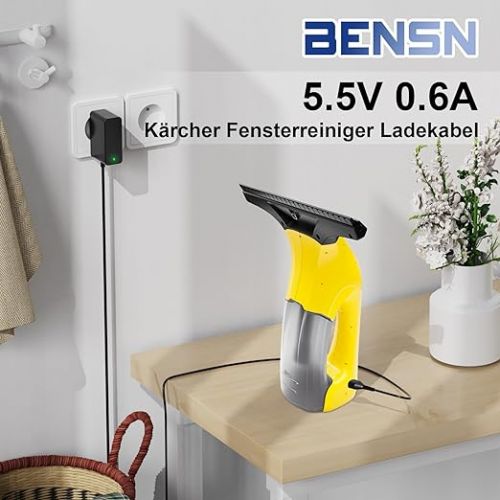  BENSN 5.5 V Window Vacuum Cleaner Charger Replacement Charging Cable for Karcher Window Cleaners WV5 Premium, WV2, WV 50, WV 60, WV 70, WV75, WV60 Plus, WV75 Plusm, WV Easy, WV Classic