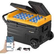 BougeRV Compressor Cool Box CRD 35L 12V/24V 230V Double Zone Double Door, Car Cool Box Portable Car Fridge Electric with App Control, for Camping Car Travel Boat -20°C ~ 20°C (Updated)