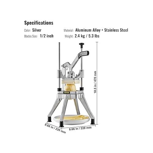  VEVOR Commercial Manual Chopper Multi-Function Stainless Steel Blade 1/2