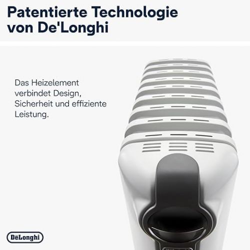  De'Longhi Olradiator TRRS1225 Radia-S Serie - elektrischer energiesparender Heizkorper mit 12 Rippen fur Raume bis 75m³, 3 Heizstufen, Sicherheitsthermostat, Frostschutzfunktion, Raumthermostat, grau