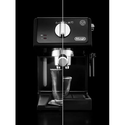  De'Longhi ECP 31.21 - Espresso Siebtragermaschine, Espressomaschine mit AluminiumFinish, inkl. manueller Milchschaumduse, mit Heißwasserfunktion, fur ESE Pads geeignet, 1,1 l Wassertank, schwarz