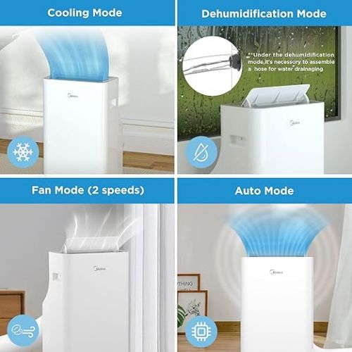  Midea Silent Cool 26 Pro Mobile Air Conditioner, 1000 W, 230 V, White, 45.5 x 38 x 78 cm (BTH)