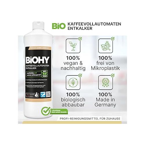  BiOHY Fully Automatic Coffee Machine Descaler (1 Litre Bottle) + Dosing Dispenser | Liquid Descaler for Coffee Machines & Kettles | Effective Limescale Remover for All Brands | Compatible with All Devices