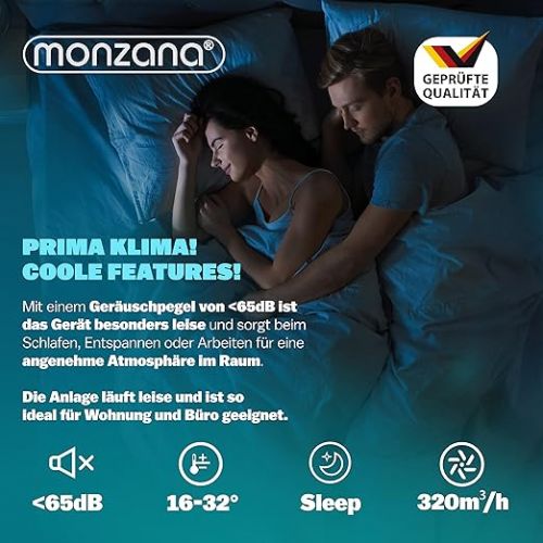  MONZANA® Local Air Conditioning MZKA2600 Mobile Window Seal Exhaust Hose 9000BTU 4-in-1 1000 W Alexa 30 m² Remote Control Dehumidifier Air Conditioner