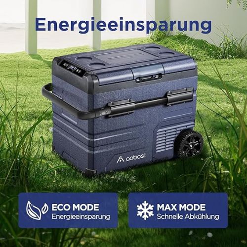  AAOBOSI 45L Kompressor Kuhlbox Dual Zone, Kuhlbox Auto Mit WiFi-APP-Steuerung, LED-Touch-Bedienung, USB-Anschluss, 12/24 V und 100-240 V, bis -20 °C, Kuhlbox Elektrisch fur Auto, Lkw, Boot, Reisemobil