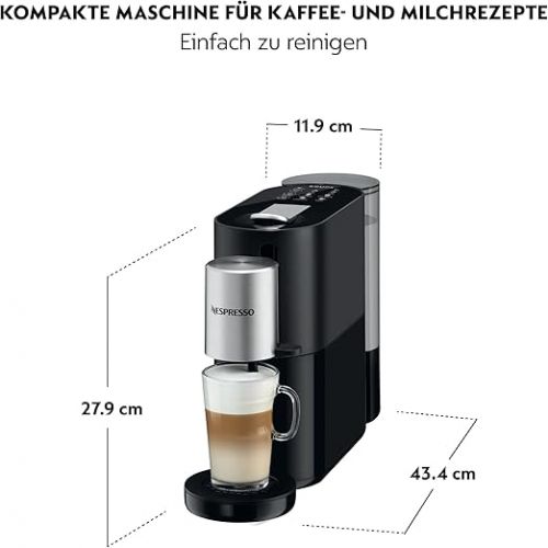  Krups XN8908 Nespresso Atelier Coffee Capsule Machine | Milk Frothing System Directly in the Cup | Hot and Cold Drinks | 1 Litre Water Tank | Includes Nespresso glass cup and capsules, 19 bar pressure, black/silver.