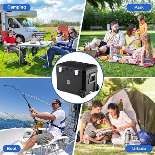  Brisby Camping Cool Box, 45 L, Cool Box without Electricity, Includes 4 Thick Cooling Elements, 3 Days Cool Insulation, with Wheels, Solid and Robust Design