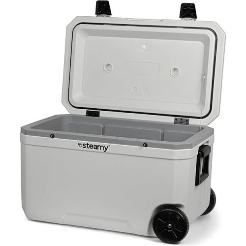  Steamy Marine 70 Roller Cool Box with Wheels, 70 Litres, White