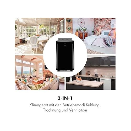  Klarstein Mobile Air Conditioner with Exhaust Hose, 4-in-1 Air Conditioner, Fan, Dehumidifier & Night Mode, Small & Portable Air Conditioner for Home & Office, Low Consumption, 14000BTU