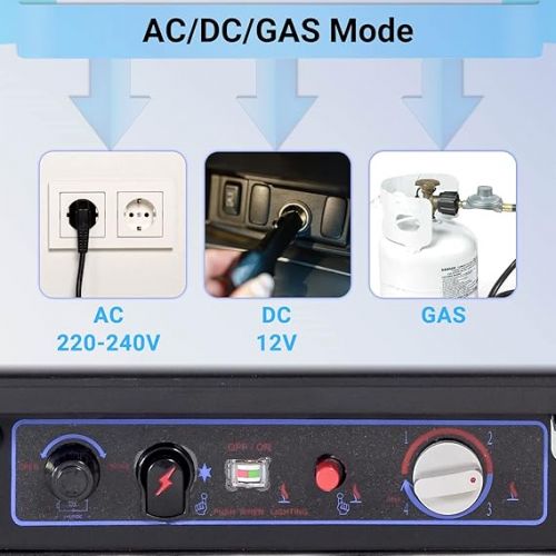  SMETA Gas Fridge, Camping Fridge 12 V 230 V Gas, Fridge 12 V, Camping Fridge Gas, Fridge Gas 40 L, Reversible Door for Motorhome, Caravan