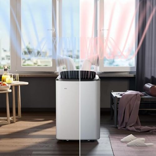 AEG Comfort 6000 AXP26U559HW Mobile Air Conditioner / LED Display / Touch Control / 30-40 m² / 61 dB(A) / Cooling / Heating / Fan / Dehumidification Function / Automatic / App Control / White / Black