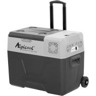 Alpicool CX40 40 Litre Cool Box 12 V Portable Fridge Electric Freezer Box Small Freezer for Car Camping, Truck, Boat and Socket with USB Connection / Telescopic Rod / Wheel