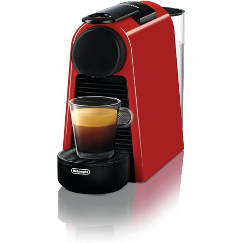  De'Longhi Nespresso Essenza Mini EN 85.R Coffee Capsule Machine, Welcome Set with Capsules in Different Flavours, 19 Bar Pump Pressure, Space-Saving, Red