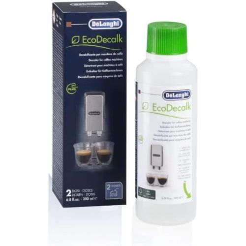  De'Longhi DLSC322 Original EcoDecalk Descaler and Water Filter for Fully Automatic Coffee Machines with Water Filter, Set 200 ml Universal Limescale Remover for 2 Descaling Processes and 2 Water