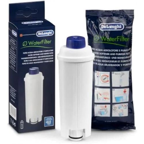  De'Longhi DLSC322 Original EcoDecalk Descaler and Water Filter for Fully Automatic Coffee Machines with Water Filter, Set 200 ml Universal Limescale Remover for 2 Descaling Processes and 2 Water