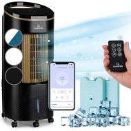 Klarstein Air Cooler with Water Cooling, 4-in-1 Evaporative Cooler, Humidifier, Fan & Air Purifier, Mobile Air Conditioners, Air Cooler with App Control & Night Mode, Quiet Air Cooler