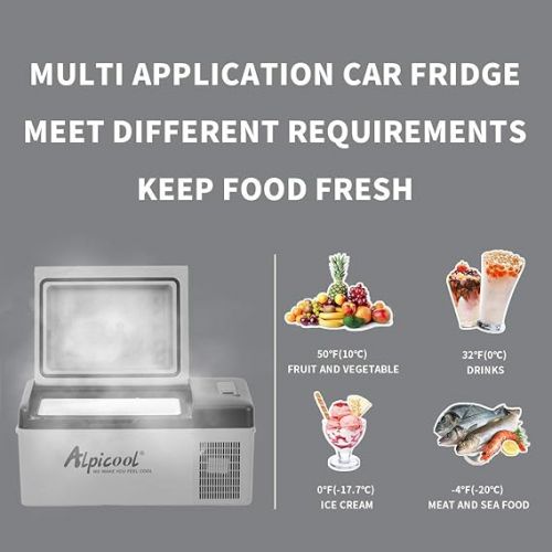  Alpicool C15 Cool Box 12 V Mini Fridge Electric Camping Freezer Box Small Portable for Car, Truck, Boat, RV with USB Connection.