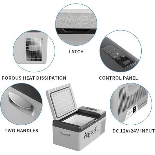  Alpicool C15 Cool Box 12 V Mini Fridge Electric Camping Freezer Box Small Portable for Car, Truck, Boat, RV with USB Connection.