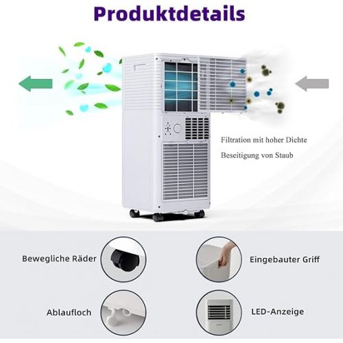  GOPLUS Mobile Air Conditioner, Air Conditioner with Exhaust Hose, Air Cooler, Fan, Dehumidifier, Air Conditioner with Remote Control and Timer, Sleep Mode, LED Display (White Roof, 9000 BTU)