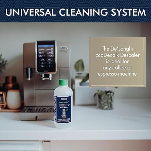  De'Longhi Original EcoDecalk DLSC500 Descaler for Coffee Machines and Fully Automatic Coffee Machines, Universal Limescale Remover for 5 Descaling Operations, Contains Natural Raw Materials of Organic Origin, 500 ml