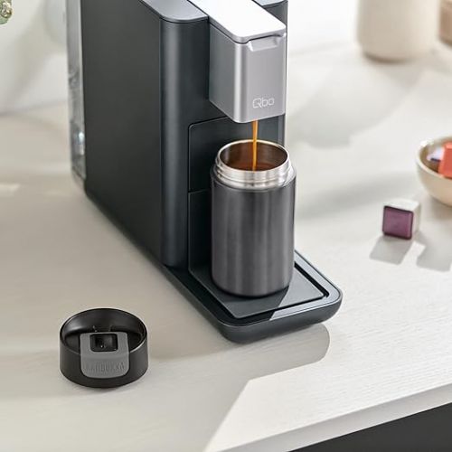  Tchibo Qbo Essential Premium Capsule Machine with 24 Recyclable Qbo Capsules for Espresso, Caffe and Caffe Grande, Compact, Innovative Design, Dark Stone