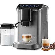 VEVOR Espressovollautomat - mit automatischem Milchaufschaumer, 20 Bar Super-Automatik Cappuccino Latte Maschine mit Farbe-Touchscreen, Mahlwerk, 15 Mahlstufen und abnehmbarem Milchbehalter