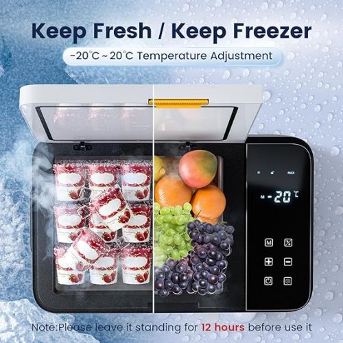  KROAK Compressor Cool Box, Electric Car Fridge, 21 L Portable Freezer Box, Mini Fridge 12/24 V, 230 V for Camping, Car, Truck, Boat, -20°C ~ 20°C