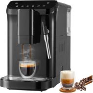 VEVOR Automatische Espressomaschine, 20 Bar automatische Kaffeemaschine mit Aufschaumer, Dampfduse, eingebauter Muhle und 15-stufigen Mahleinstellungen, mit 1,5 l Wassertank