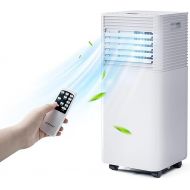 GOPLUS Mobile Air Conditioner, Air Conditioner with Exhaust Hose, Air Cooler, Fan, Dehumidifier, Air Conditioner with Remote Control and Timer, Sleep Mode, LED Display (7000BTU, White Roof)