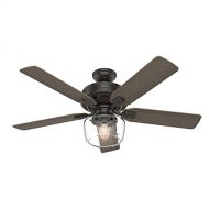 .Hunter. Hunter LED 52 Kingston Ceiling Fan with Reversible Blades Color and 1 450L Vintage Edison Bulb, Casual Farmhouse Look in Noble Bronze Finish, Remote Control Included