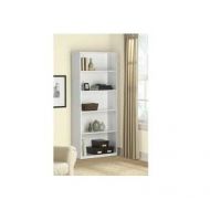 .Mainstay 5-Shelf Wood Bookcase, White (White) (White, 5-Shelf)