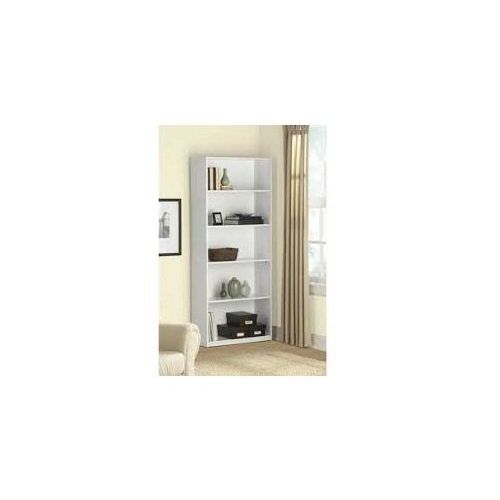  .Mainstay 5-Shelf Wood Bookcase, White (White) (White, 5-Shelf)