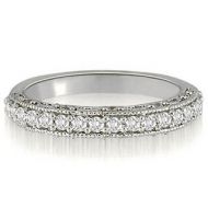 0.35 CT.TW Antique Milgrain Round Cut Diamond Wedding Ring - White H-I