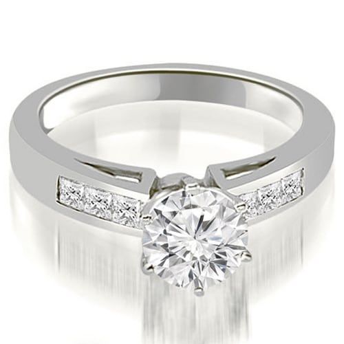  0.80 cttw. 14K White Gold Channel Set Princess Cut Diamond Engagement Ring