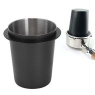 01 Coffee Dosing Cup, 58mm Stainless Steel Coffee Dosing Cup Coffee Sniffing Mug Powder Feeder Part for Espresso Machine Home(58mm black)