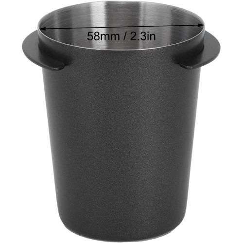  01 Coffee Dosing Cup, 58mm Stainless Steel Coffee Dosing Cup Coffee Sniffing Mug Powder Feeder Part for Espresso Machine Home(58mm black)