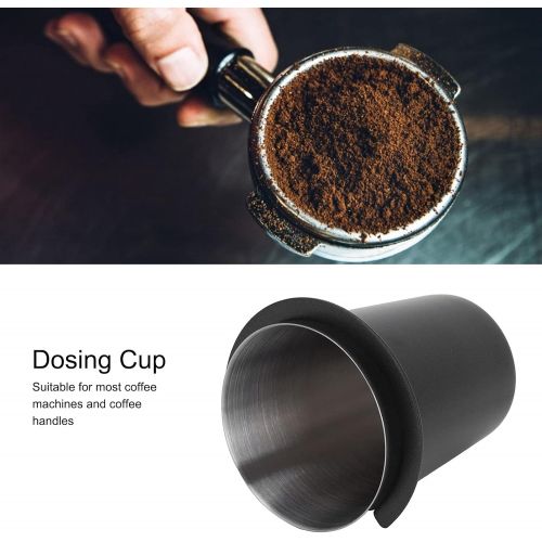  01 Coffee Dosing Cup, 58mm Stainless Steel Coffee Dosing Cup Coffee Sniffing Mug Powder Feeder Part for Espresso Machine Home(58mm black)