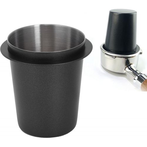  01 Coffee Dosing Cup, 58mm Stainless Steel Coffee Dosing Cup Coffee Sniffing Mug Powder Feeder Part for Espresso Machine Home(58mm black)