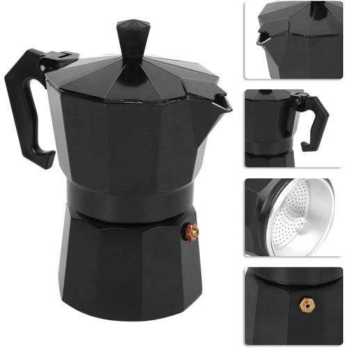  01 Espresso Maker, Aluminum 150ML Coffee Pot, Coffee Maker Pot for Home Kitchen(black)