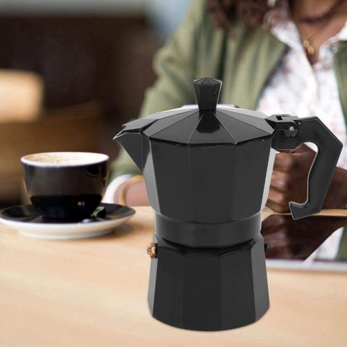  01 Espresso Maker, Aluminum 150ML Coffee Pot, Coffee Maker Pot for Home Kitchen(black)