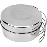 01 Camping Cook Set, 8Pcs Cooking Equipment Cookset Stainless Steel Camping Cookware Mess Kit for Hiking for Picnic for Backpacking for Outdoor