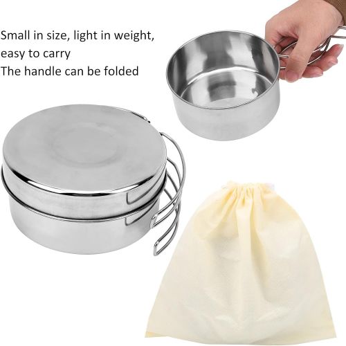  01 Camping Cook Set, 8Pcs Cooking Equipment Cookset Stainless Steel Camping Cookware Mess Kit for Hiking for Picnic for Backpacking for Outdoor