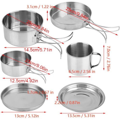  01 Safe and Durable Foldable Cookware Set, Camping Cookware, Hygienic Stainless Steel Anti-Rust for Picnic Outdoor Uses