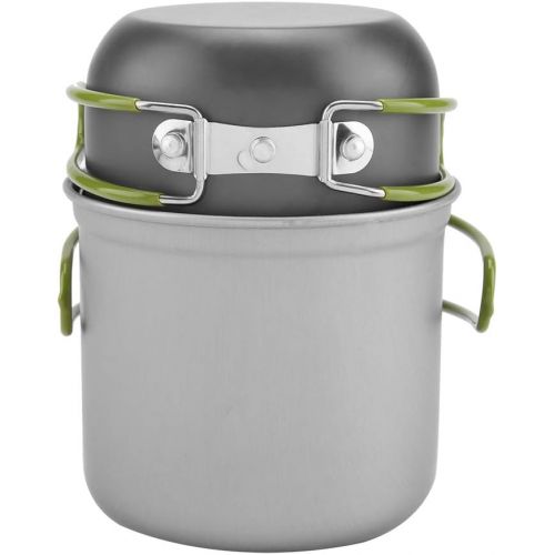  01 Aluminum Pot Portable Outdoor Cookware, Aluminum Pot, High Temperature Resisting 2Pcs/set Hiking for Camping