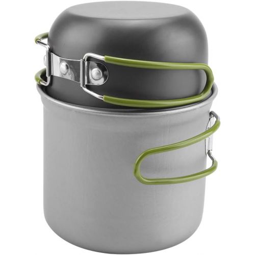  01 Aluminum Pot Portable Outdoor Cookware, Aluminum Pot, High Temperature Resisting 2Pcs/set Hiking for Camping