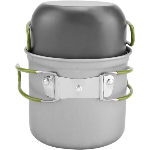  01 Aluminum Pot Portable Outdoor Cookware, Aluminum Pot, High Temperature Resisting 2Pcs/set Hiking for Camping