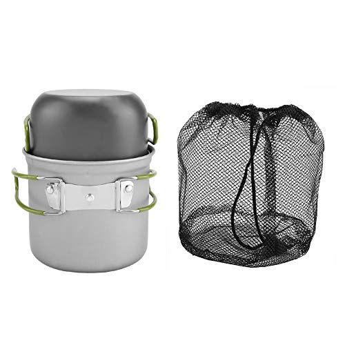  01 Aluminum Pot Portable Outdoor Cookware, Aluminum Pot, High Temperature Resisting 2Pcs/set Hiking for Camping