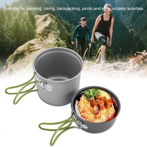  01 Aluminum Pot Portable Outdoor Cookware, Aluminum Pot, High Temperature Resisting 2Pcs/set Hiking for Camping