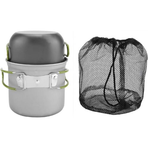  01 Aluminum Pot Portable Outdoor Cookware, Aluminum Pot, High Temperature Resisting 2Pcs/set Hiking for Camping