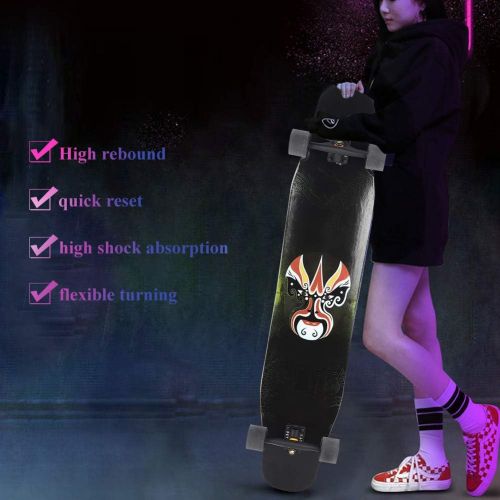  01 46in Skate Dancing Board Eight-Layer Maple Anti-Skid Wearproof Longboard Skateboarding Standard Four Wheel Sports Skateboard Wooden Sliding Plate for Teenager Adults